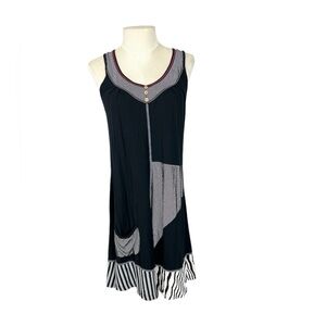 Joseph Ribkoff Sleeveless Tunic Top size 10 artsy black white mixed print